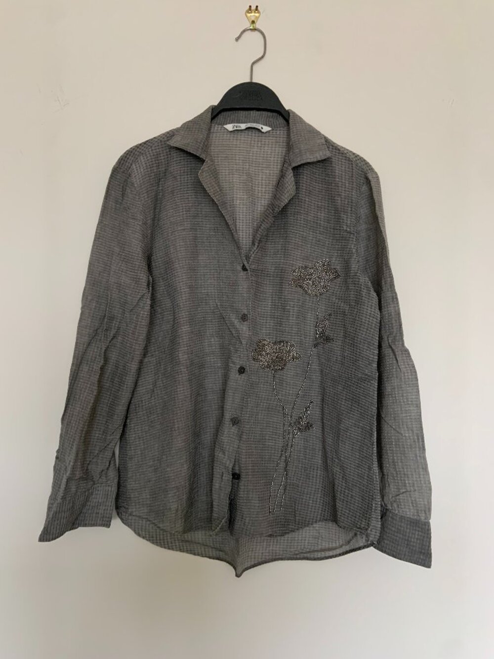 Zara grey shirt with beaded details